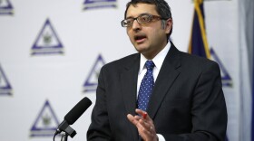 Dr. Nirav Shah, director of the Maine Center for Disease Control and Prevention, speaks at a news conference, Tuesday, April 28, 2020, in Augusta, Maine.