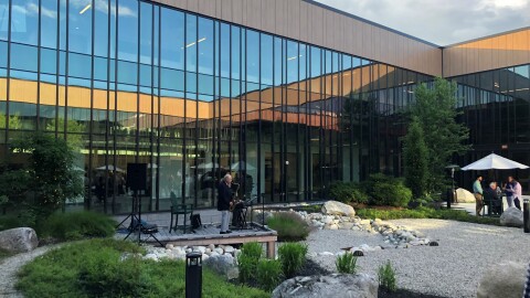 A courtyard at the new L.L. Bean headquarters in Freeport with multi-story windows that allow for more natural light.