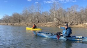 Former Oklahoma Scenic River Commission administrator Ed Fite and other kayakers in his group make an 8-and-a-half mile journey on the Illinois River between Round Hollow Public Use Area and Edmondson Public Use Area on Dec. 29, 2024.