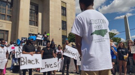 Chris Suggs, founder of Kinston Teens, addresses youth protesters at a rally in Kinston, N.C. on June 1. 