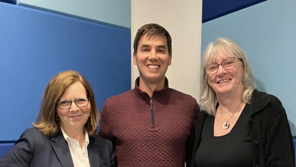 From left: Republican Kari MacRae, Democrat Dylan Fernandes, and host of The Point Mindy Todd. MacRae is challenging Fernandes for the State Senate seat in the Plymouth and Barnstable District.