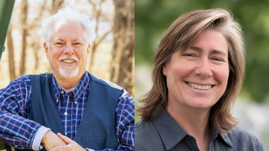 Indiana House District 57 candidates from left to right: Republican Wes Bennett and Democrat Suzanne Fortenberry.