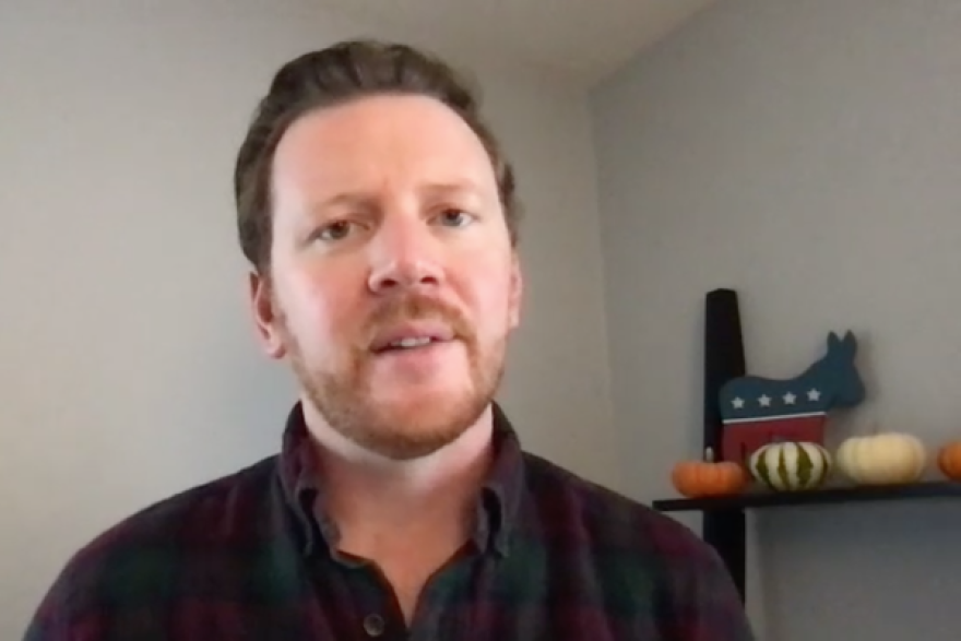 Indiana Democratic Party Chair Mike Schmuhl said the marijuana legalization debate could create a new, single-issue voter. (Screenshot of Zoom call)