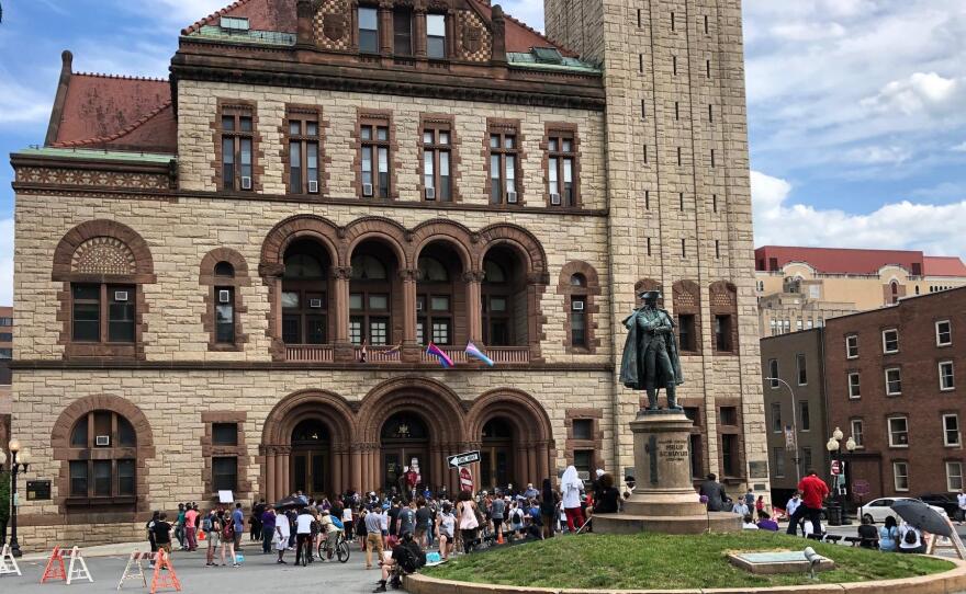The Major General Philip Schuyer statue in front of Albany City Hall