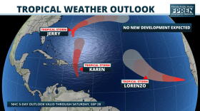 Storm tracks for Jerry, Karen, Lorenzo
