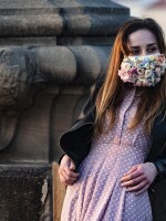 A do-it-yourself mask culture is springing up in the Czech Republic. This woman was photographed on the Charles Bridge in Prague on March 28.