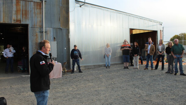 Republican Congressman James Gallagher greets a crowd of supporters on Oct. 29, 2026 in Red Bluff, Calif.