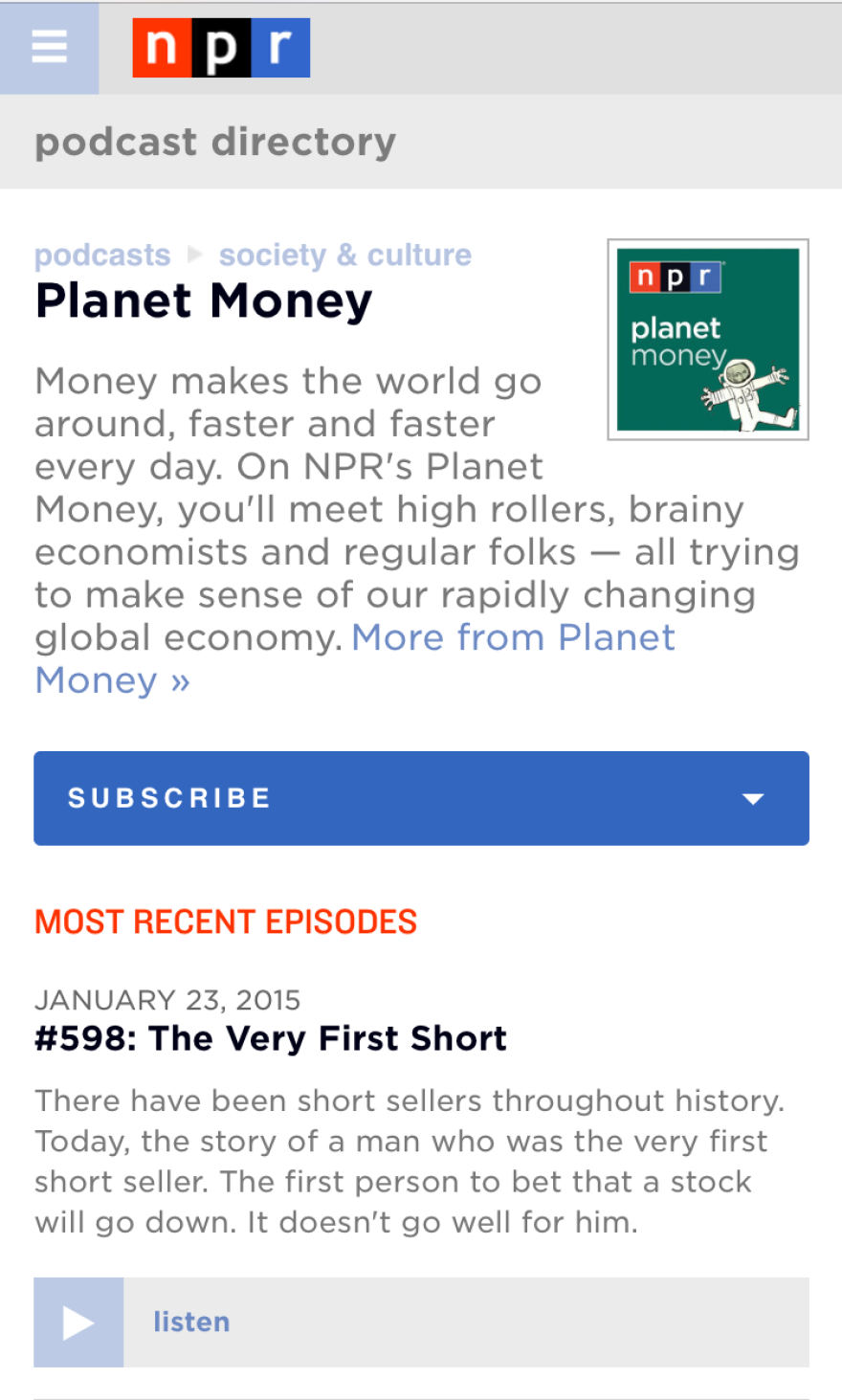 A powerful search tool will let you find any podcast from NPR, member stations and partners.