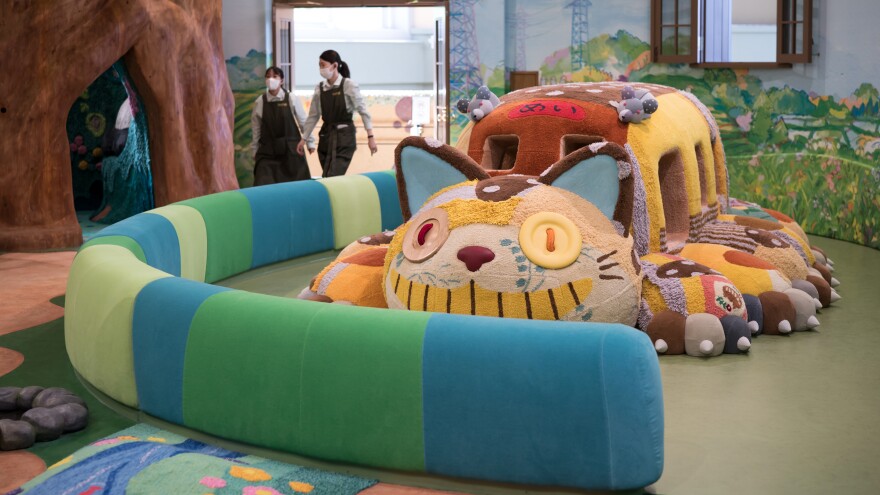 A display of the Cat Bus from the film <em>My Neighbor Totoro</em> in Nagakute, Japan.