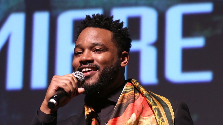 Ryan Coogler, director and co-writer of Marvel's <em>Black Panther</em>, speaks at the film's Los Angeles premiere in January.