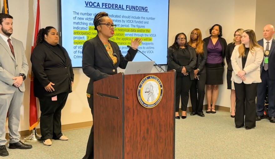 State Attorney Monique Worrell speaks at a press conference Wednesday.
