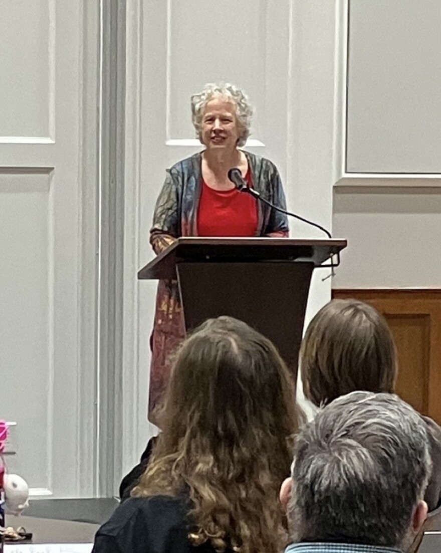 Poet Pauletta Hansel addresses the audience at Transylvania University.