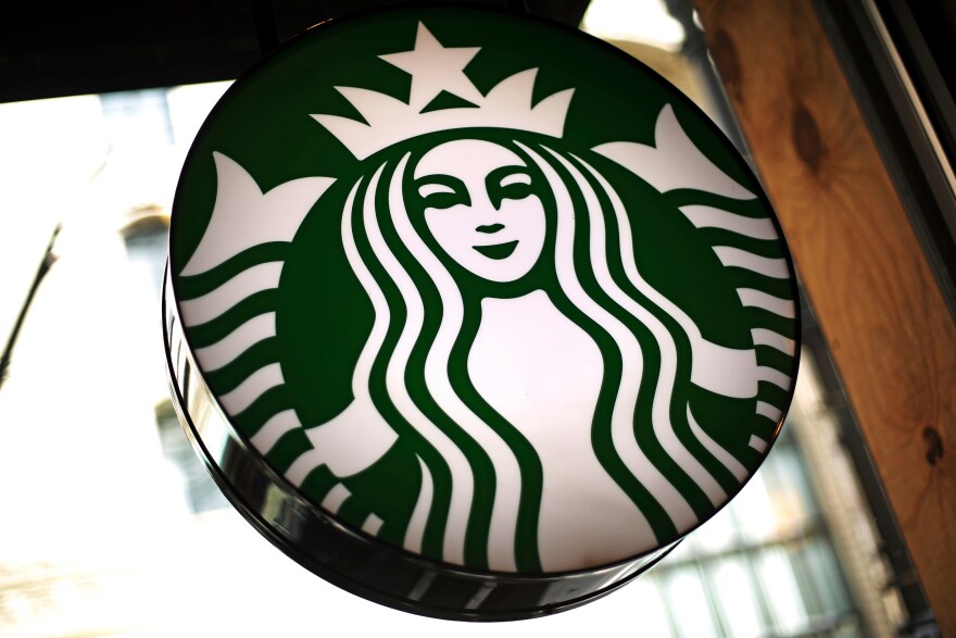 A Starbucks logo sign