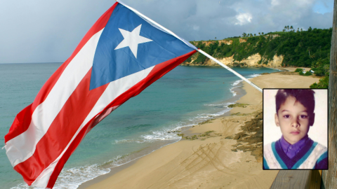 The flag of Puerto Rico and the author as a child. While the halftime show centered Puerto Rico, its message of representation resonated with Latino families of all backgrounds, including this Colombian-American family.