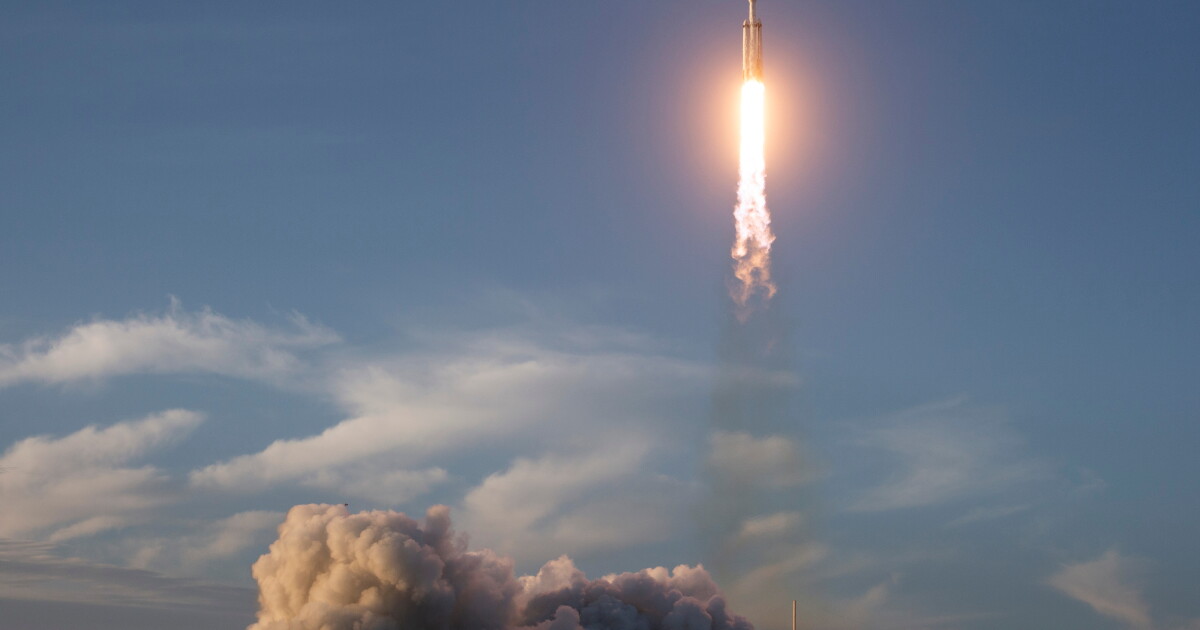 Photo: WOSU Public Media This image provided by NASA shows a SpaceX Falcon Heavy rocket with the space observatory Roman Telescope launching at the