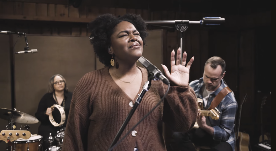 Christie Dashiell and Terri Lyne Carrington in the studio performing "Driva'man," with Matthew Stevens on guitar.