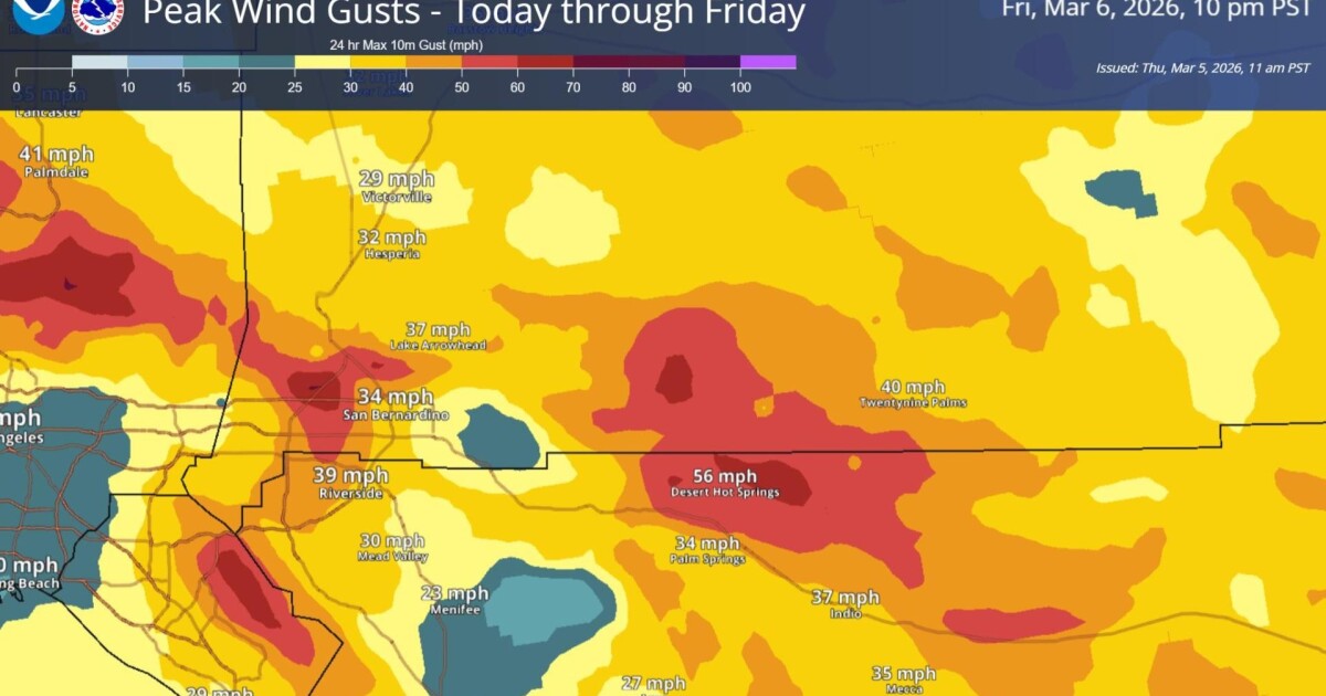 Wind advisory issued for Inland Empire
