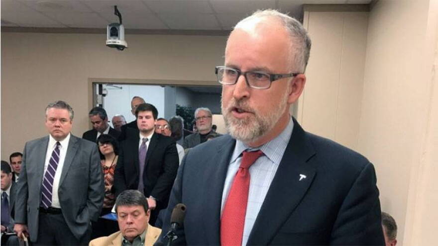 Tesla Vice President Diarmuid O'Connell testifies in the House Roads and Transportation Committee. Brandon Smith/IPB News