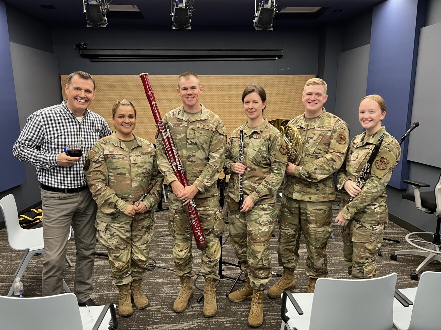 Barry Brake with members of the Spectrum Winds.