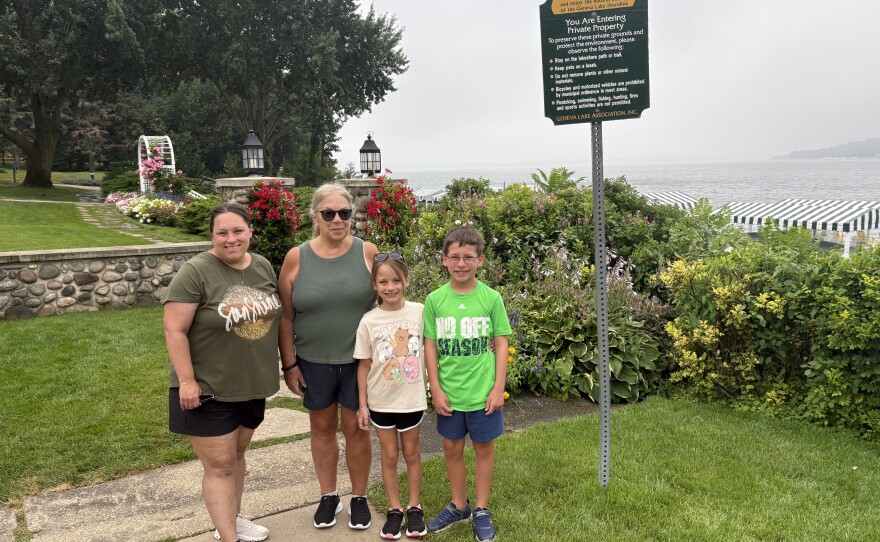 (Left to right) Laura Davis, Cathy Bollin, Harper and Harrison Davis. This was their seventh Geneva Lake hike. Every year they try to go a bit further.