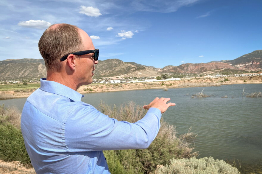 Cedar City's water conservancy district is putting millions into recycling sewage. The goal is to preserve the area's dwindling groundwater, says district manager Paul Monroe, seen here July 2, 2026, beside an aquifer recharge basin.