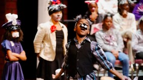 Aiden Westbrook plays the role of The Wolf on Tuesday, Nov. 29, 2022, during a performance of “The Big Bad Day,” an original opera written by Jefferson School third graders, at the Touhill Performing Arts Center.