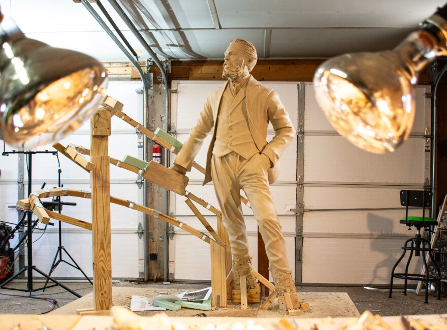 The new Herman Melville statue is shown in progress prior to its scheduled Aug. 14 installation in New Bedford.