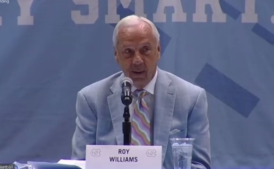 Roy Williams speaks at a press conference Thursday announcing his retirement.