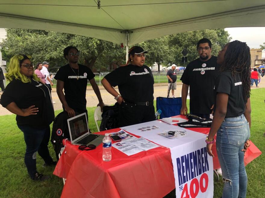 One of the six chapters of Remember the 400 gather as they get ready to provide the masses with black history facts during the African Landing Day commemoration weekend in Hampton, Virginia on August 24th.