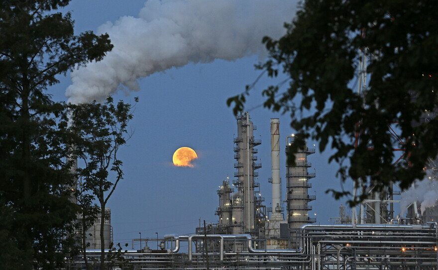The supermoon behind a refinery in Norco, La., June 23