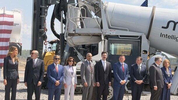 Photos of the ceremony to mark the first pouring of concrete at Micron's massive computer chip fabrication plant in the town of Clay, NY. 