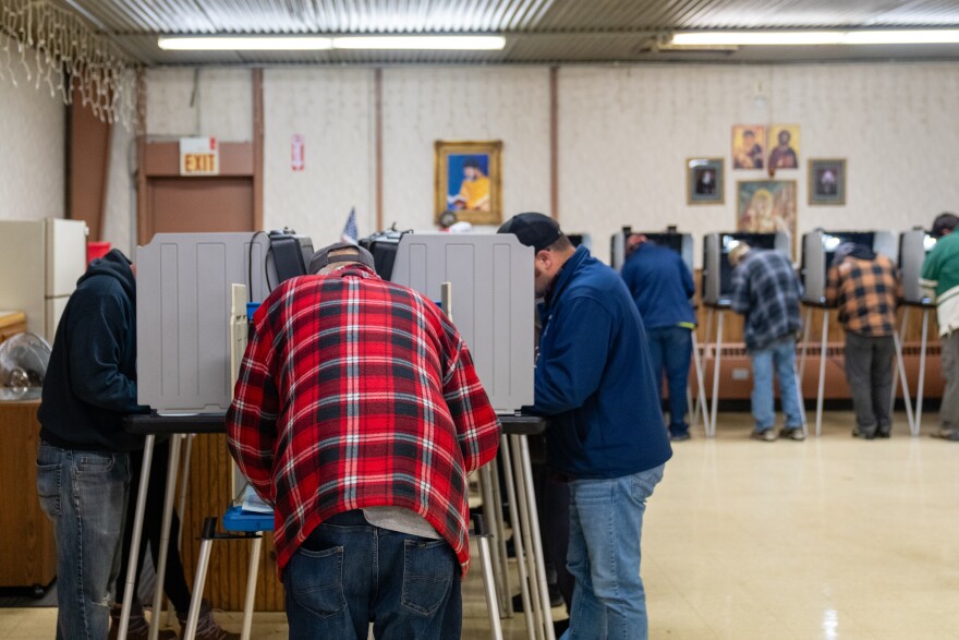 Voters cast their ballots inside St. Michael's Orthodox Church in Hibbing on Election Day, Nov. 5, 2024.
