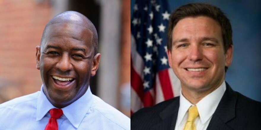 Democrat Andrew Gillum (left) and Republican Ron DeSantis (right), candidates for governor.