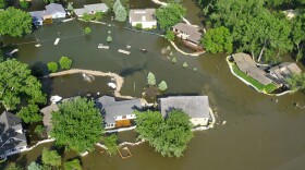 Missouri river flooding in Sioux City, Iowa, South Sioux City, Nebraska, and Dakota Dunes, South Dakota, on June 8, 2011. Levees were built near homes to prevent the Missouri river from flooding properties.
