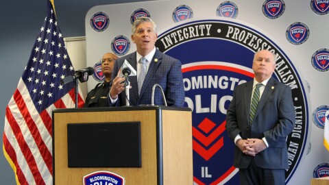 U.S. Rep. Darin LaHood, R-Dunlap, visited the Bloomington Police Department this week to deliver grant money for real-time data collection used in police investigations. He spoke at a press conference Monday with Bloomington Police Chief Jamal Simington and Mayor Dan Brady.