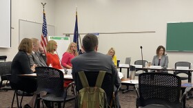 Members of the Civics Education Commission meet in the Statehouse to discuss proposed civics standards for sixth graders.