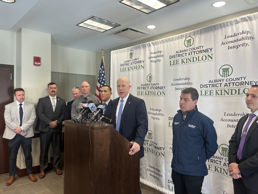 Albany County District Attorney Lee Kindlon at a press conference Monday.