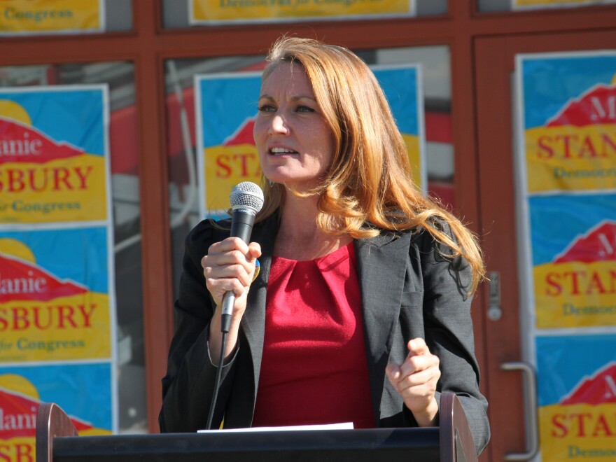 Democratic congressional candidate Melanie Stansbury speaks during a campaign rally in Albuquerque, N.M, on Thursday.