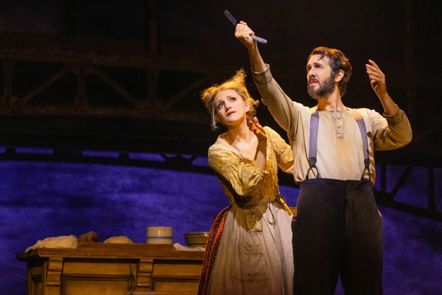 Annaleigh Ashford, left, and Josh Groban star in Broadway's current revival of <em>Sweeney Todd</em>. Ashford says it's rare for musicals to have this large of an orchestra.