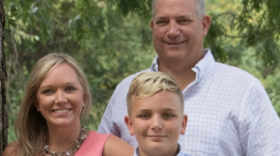 John Dugan with his wife, Megan, and son Charlie. John spent five days on a ventilator during his recovery from COVID-19.