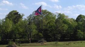 The pro-Confederate group Alamance County Taking Back Alamance County, or ACTBAC, helped install this 20x20 foot flag northwest of Hillsborough last April. Under Orange County's new regulation, this flag would be considered too large and subject to zoning