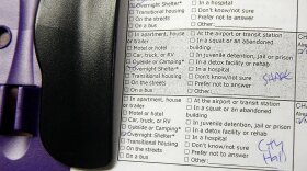 A clipboard used for King County's annual One Night Count. 