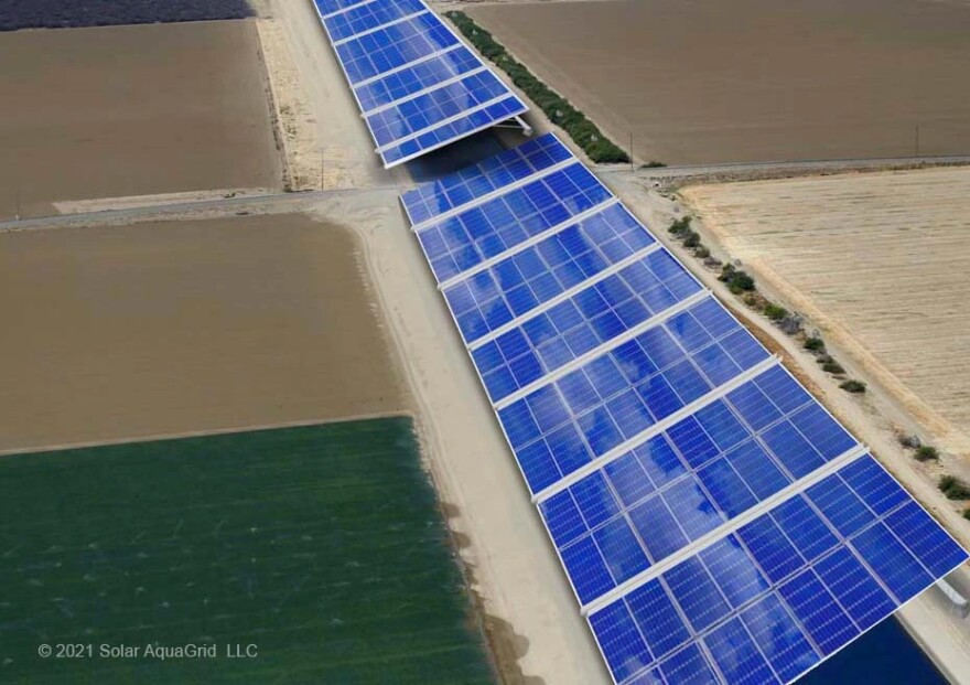 California solar panels covering canal