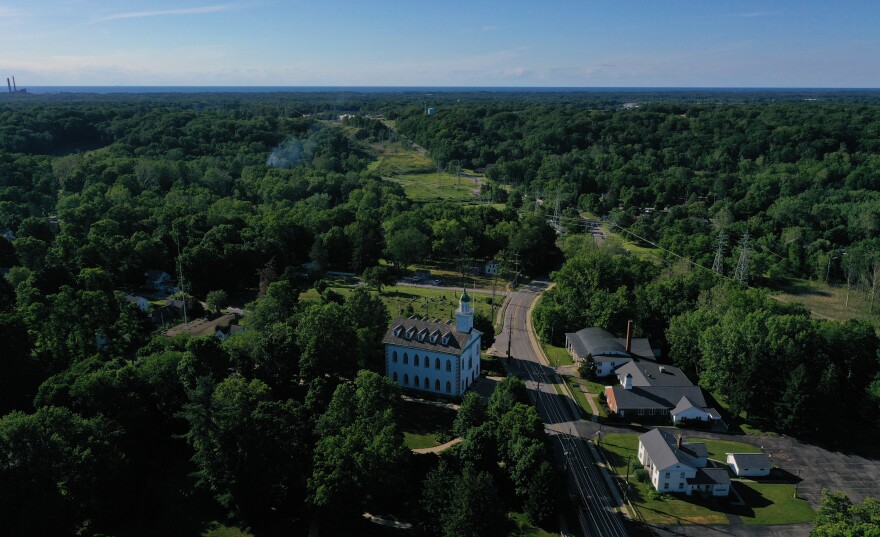 The Kirtland temple as seen from the skyline, June 15, 2026, in Kirtland, Ohio.
