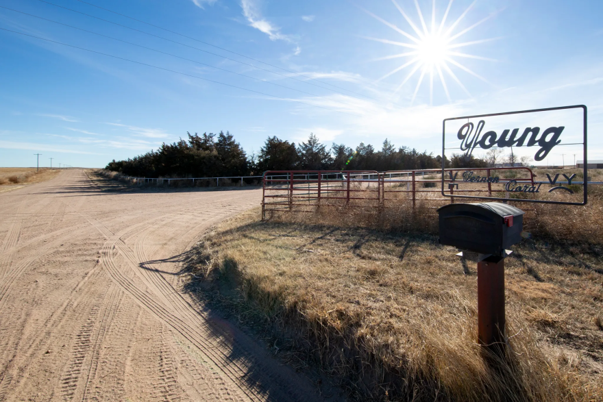 The entrance to the Young Farm as seen Jan. 3, 2026, in Eckley, Colorado.