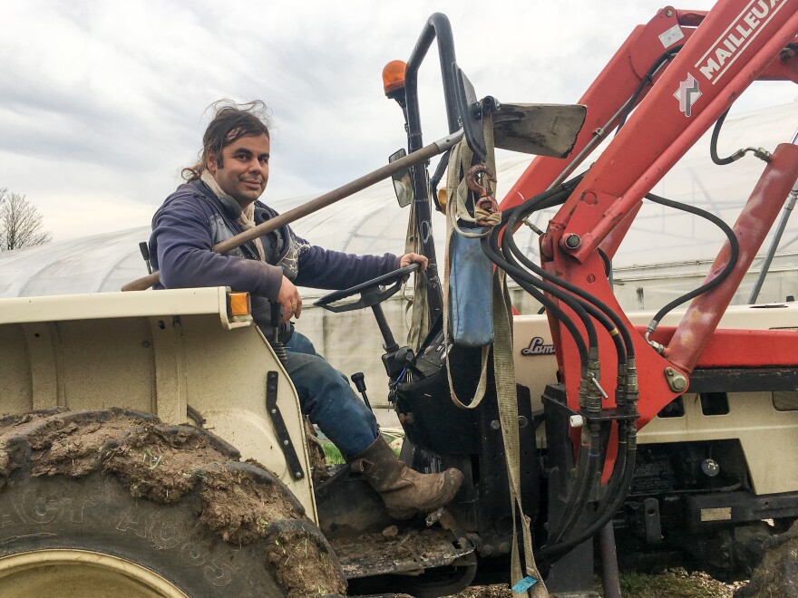 Erwan Humbert, 44, left Paris to be a farmer in Longpont-sur-Orge. He says he is undecided in France's upcoming election.