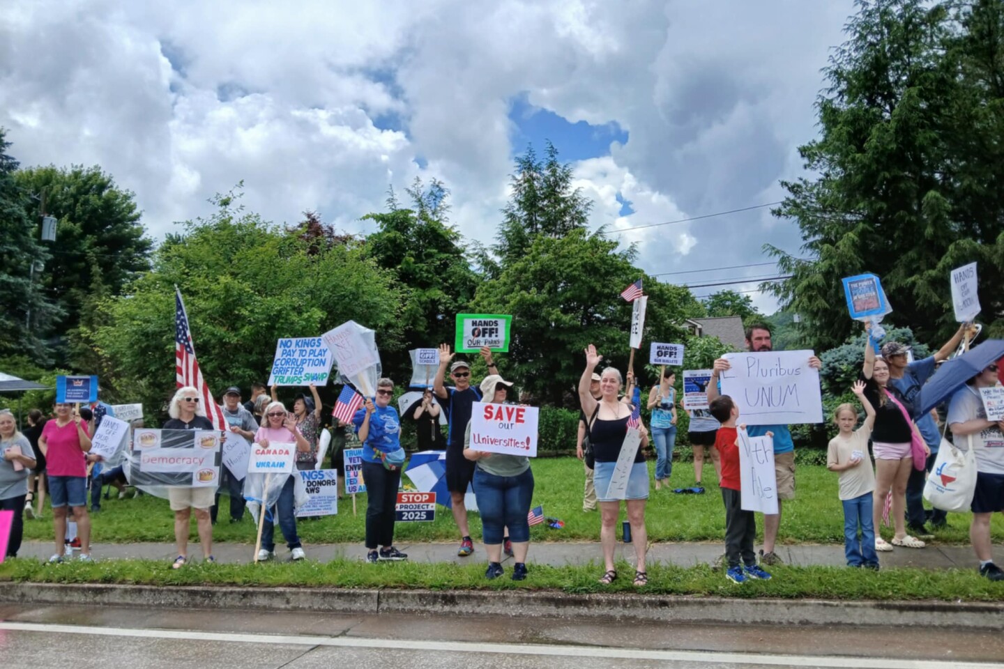 A No Kings protest in Morehead, Kentucky on Saturday, June 14, 2025.