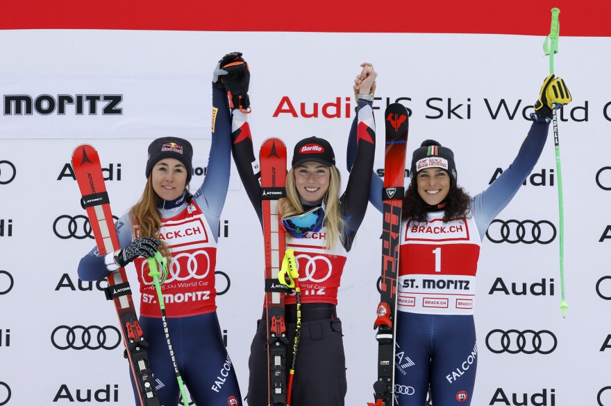 World Cup alpine skiing - U.S. Ski Team's Mikaela Shiffrin wins World Cup downhill in St. Moritz