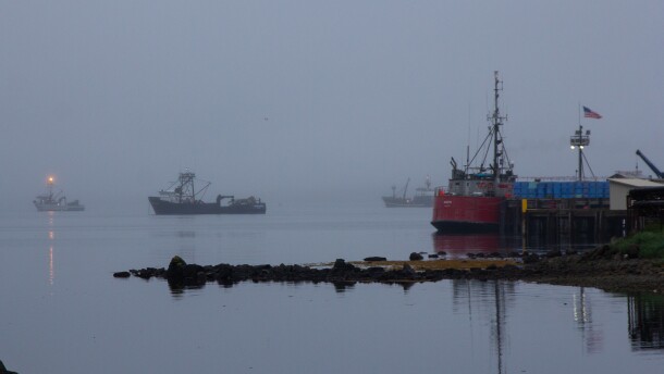 Boats off Trident's dock in Sand Point in June 2024.