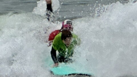 Blind and limited vision individuals got a chance to try to surf at an event put on by the Santa Barbara based group Blind Fitness.